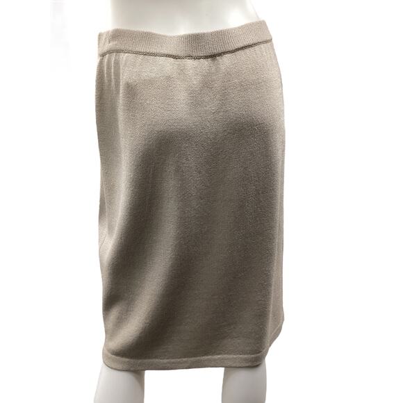 St. John Collection By Marie Gray Womens Skirt SZ10 Fine Knit Pencil Style Beige - Picture 3 of 4
